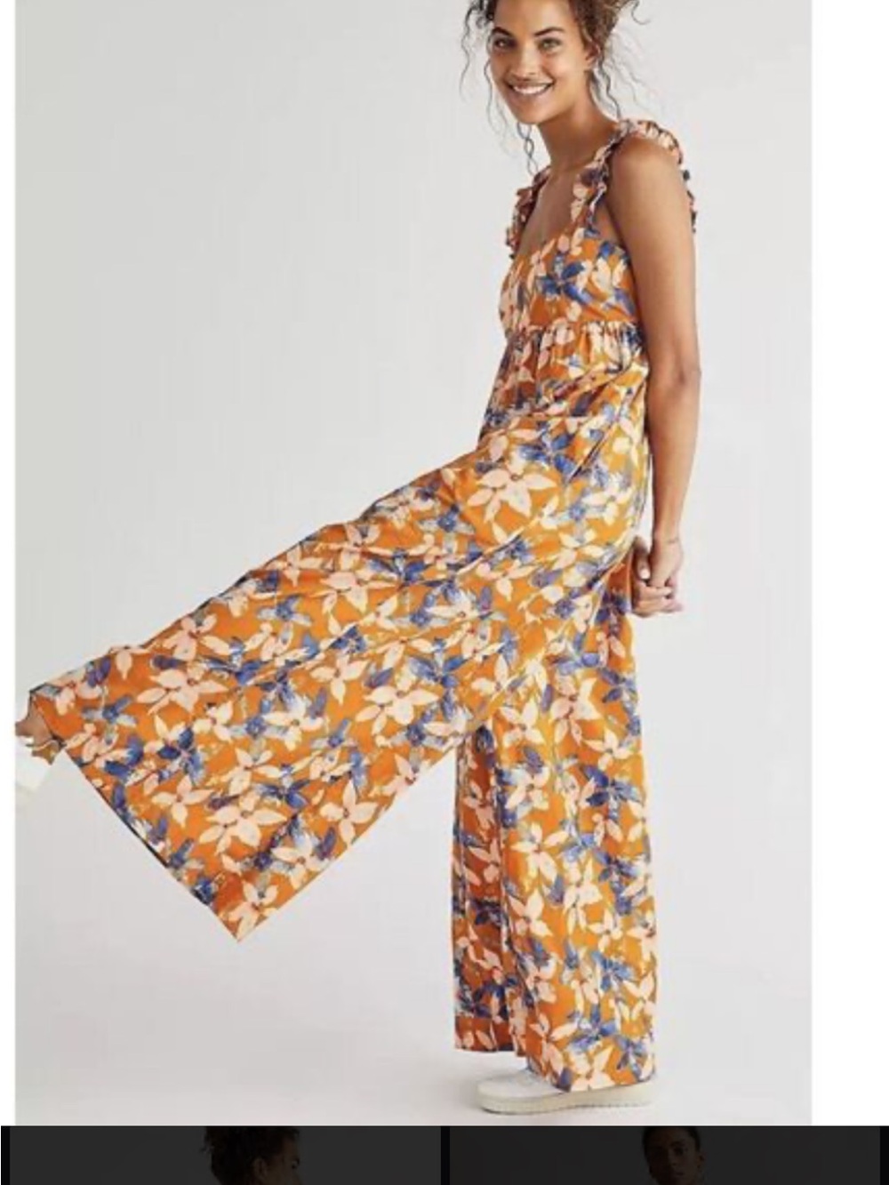 Floral Wide-Leg Jumpsuit in Orange